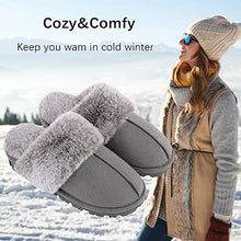Load image into Gallery viewer, shoeslocker Slippers for Women Size 7 Multi-layer Memory Foam Fluffy Plush Lined House Slippers for Women Indoor Outdoor Grey