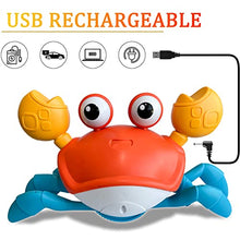 Load image into Gallery viewer, Drissair Crawling Crab Baby Toy with Music and LED Light Up for Kids, Toddler Interactive Learning Development Toy with Automatically Avoid Obstacles, Moving Toy for Boys Girls (Orange)