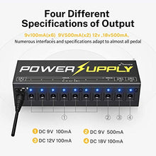 Load image into Gallery viewer, Donner DP-1 Guitar Power Supply with Guitar Effects Pedal Board, DB-S300 Extra Large Power Supply Pedalboard Set with Convertible Bag Backpack, 60" Adhesive Backed Hook-and-Loop and Power Supply