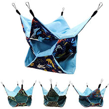 Load image into Gallery viewer, Small Animal Hanging Hammock Pet Swinging Bed 3 Tier Sleep Nap Sack Cage Accessories Kit Set Tunnel Ferret Rat Cave Sugar Glider Hideouts Warm Bedding for Squirrel Guinea Pig (Bluecat Pattern)