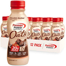 Load image into Gallery viewer, Premier Protein Shake with Oats, Chocolate Hazelnut, 20g Protein, 7g Fiber, 1g Sugar, 24 Vitamins & Minerals, Smooth & Creamy Breakfast Drink 11.5 fl oz, 12 Pack