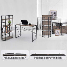 Load image into Gallery viewer, Writing Computer Desk Modern Simple Study Desk Industrial Style Folding Laptop Table for Home Office Notebook Desk Brown Desktop Black Frame