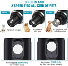 Load image into Gallery viewer, BKVESHI Dog Nail Grinder,Pet Nail Trimmer Adjustable 2-Speed Quiet Pet Nail Grinder with Dog Nail File & Nail Clipper 3 Sanding Ports Smoothing USB Rechargeable for Small Medium Large Dogs & Cats