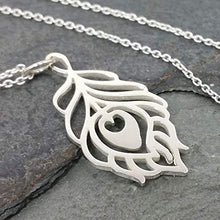 Load image into Gallery viewer, Peacock Feather Cutout Charm Necklace - 925 Sterling Silver, 18"
