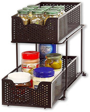 Load image into Gallery viewer, SimpleHouseware 2 Tier Sliding Cabinet Basket Organizer Drawer, Bronze