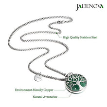 Load image into Gallery viewer, JADENOVA Family Tree Necklace Tree of Life Natural Aventurine Gemstone Crystal Pendant Necklace 24 Inches Stainless Steel Chain