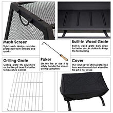 Load image into Gallery viewer, Sunnydaze Northland Outdoor Fire Pit - 36 Inch Large Wood Burning Patio & Backyard Firepit for Outside with Cooking BBQ Grill Grate, Spark Screen, Fireplace Poker, and Waterproof Cover