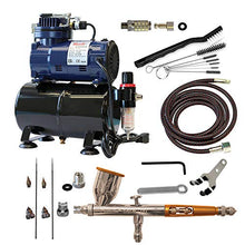 Load image into Gallery viewer, Paasche Airbrush Double Action Gravity Feed Airbrush Set and Compressor with Tank, Black