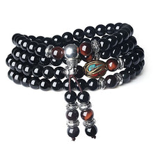 Load image into Gallery viewer, COAI Multilayer Red Tiger Eye and Obsidian Malas Prayer Beads Bracelet