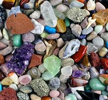 Load image into Gallery viewer, Dancing Bear Rock & Mineral Collection Activity Kit (200+Pcs) with Geodes, Shark Teeth Fossils, Arrowheads, Crystals, Gemstones for Kids, Rock Book, Treasure Hunt ID Sheet, STEM Science Education