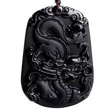 Load image into Gallery viewer, Pure Natural Zodiac Necklace Pendant Made of Obsidian Gemstone Horoscope Animal Sign Amulet (Dragon,Lucky)