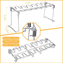 Load image into Gallery viewer, Grill Accessories, Grill Basket and Grill Rack, Portable Folding Stainless Steel Fish Grilling Basket with Removable Handle for Vegetables Steak, Grill Rack for Smoker Grill or Oven by VOXPOA