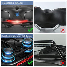 Load image into Gallery viewer, Waterproof Comfortable Wide Bike Seat with Red Warning Strip,Memory Foam Bicycle Saddle with Dual Shock Absorbing,Universal Fit Bike Cushion Replacement on Indoor/Outdoor Mountain Bikes for Women&Men