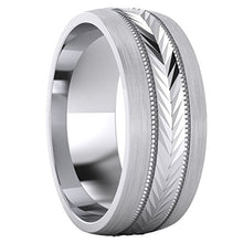 Load image into Gallery viewer, LANDA JEWEL Heavy Sterling Silver 8mm Mens Wedding Band Arrow Patterned Ring Comfort Fit Brushed (10.5)