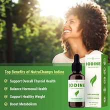 Load image into Gallery viewer, Iodine Drops (1-2 Year Supply) Vegan Liquid Iodine Supplement Solution - Supports Thyroid Health, Hormones & Weight - Tasteless, Higher Absorption Than Tablets - Iodine Tincture 590 Servings
