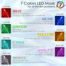 Load image into Gallery viewer, 7 LED Skin Care Mask for Face and Optical Cosmetic Mask and Portable Neck Skin Rejuvenation Light Therapy Facial Care Mask.White.
