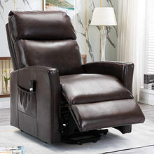 Load image into Gallery viewer, Lift Recliner Chair, Bonzy Home Overstuffed Lift Chairs for Elderly with Remote, 3 Position & Side Pocket, Power Reclining Chair for Living Room Home Theater Seating, Faux Leather, Brown