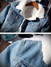 Load image into Gallery viewer, Springrain Men's Winter Sherpa Lined Denim Jacket Windbreaker Trucker Jacket (Light Blue, X-Small)