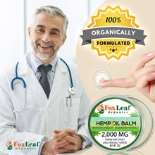 Load image into Gallery viewer, Foxleaf Organics Hemp Oil Balm w/Arnica & Turmeric | 2,000 MG | Unscented | All Natural Formula | Made in USA – 2oz