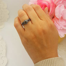 Load image into Gallery viewer, Dazzlingrock Collection 1.35 Carat (Ctw) Black Rhodium Plated Silver Black Diamond Ladies Bridal Engagement Ring Set, Size 7