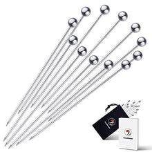 Load image into Gallery viewer, Cocktail Picks in Gift Box - Upgrade Stainless Steel Martini Olive Skewers Reusable Sandwich Sticks Appetizer Toothpicks Fruit Stick, Perfect for Party Home Bar - 4.3 Inches, 12PCS (Small Ball)
