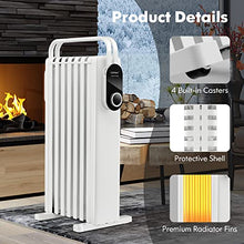 Load image into Gallery viewer, COSTWAY Oil Filled Radiator Heater, 1500W Electric Space Heater with Foldable Hanging Rack, 3 Heat Settings, Overheat and Tip-Over Protection, Portable Radiant Heater for Home Office Indoor Use, White