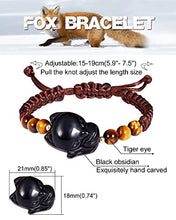 Load image into Gallery viewer, Jewever Fox Bracelet Obsidian with Tiger Eye Handmade Healing Energy Crystal Gifts for Women