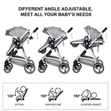 Load image into Gallery viewer, INFANS Newborn Baby Stroller Carriage, 2 in 1 High Landscape Convertible Reversible Bassinet Pram, Foldable Aluminum Alloy Pushchair with Adjustable Canopy, 3D Shock Absorption PU Wheels (Light Grey)