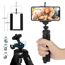 Load image into Gallery viewer, Mini Phone Tripod, SYOSIN Phone Camera Tripod Mount with Bluetooth Control and Universal Clip, 360° Rotating Flexible Tripod Stand Holder for Smartphone, Camera and GoPro