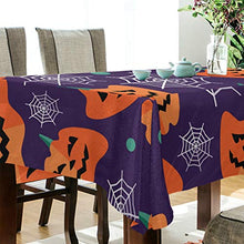 Load image into Gallery viewer, ALAZA Halloween Seamless Pattern with Flat Icons Purple Background Tablecolth Table Cover for Party Dining Room Kitchen Decor,54 X 54,Stain and Wrinkle Resistant Washable Rectangle Table Cloth