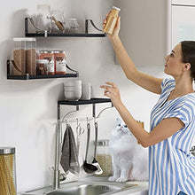 Load image into Gallery viewer, AMADA HOMEFURNISHING Floating Shelves Wall Mounted Set of 3, Rustic Wood Wall Shelves for Bedroom/Bathroom/Living Room/Kitchen/Laundry Room, Storage & Decoration, Black