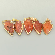 Load image into Gallery viewer, Paialco Natural Orange Agate Gemstone Rock Healing Crystal Arrow Shape Pendant Necklace