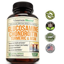 Load image into Gallery viewer, Glucosamine with Chondroitin Turmeric MSM Boswellia. Supports Occasional Joint Discomfort Relief. Helps Inflammatory Response, Antioxidant Properties. Supplement for Back, Knees, Hands. 90 Capsules