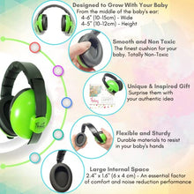 Load image into Gallery viewer, Baby Ear Protection (0-2+ Years) - Comfortable and Adjustable Noise Cancelling Baby Ear Muffs for Infants & Newborns | Baby Headphones Noise Reduction for Airplanes Fireworks Concert, Green