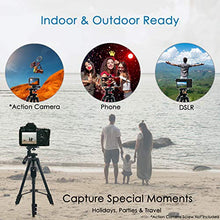 Load image into Gallery viewer, Fugetek 54" Tripod, Works with Phone & Camera, Use for Facetime, Video Calls, Teaching, Lightweight Aluminum, Removable Bluetooth Remote, Mount Smartphone, DSLR, Compatible with Apple Android, Black