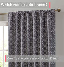 Load image into Gallery viewer, HLC.ME Franklin Moroccan Trellis 100% Complete Full Blackout Thermal Insulated Extra Wide Back Tab Curtain Panel for Sliding Glass Patio Door - Energy Savings & Soundproof (100 x 84 inch Long, Grey)