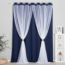 Load image into Gallery viewer, PONY DANCE Sliding Glass Door Blind - Blackout Curtains with White Sheer Grommet Top Decoration for Living Room Bedroom, 100" Wide x 84" Long, Navy Blue, 1 Panel