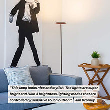 Load image into Gallery viewer, Brightech Sky LED Torchiere Super Bright Floor Lamp - Contemporary, High Lumen Light for Living Rooms & Offices - Dimmable, Indoor Pole Uplight for Bedroom Reading - Black