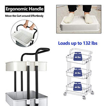 Load image into Gallery viewer, QiMH 3 Tier Rolling Storage Cart Heavy Duty Mobile Rolling Utility Cart with Handle Wheels Multifunction Large Storage Shelves Organizer with Mesh Basket Trolley for Kitchen, Bathroom, Bedroom, Office