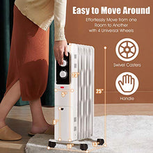 Load image into Gallery viewer, GOFLAME 1500W Oil Filled Radiator Heater, Electric Space Heater with 3 Heating Modes, Adjustable Thermostat, Tip-Over & Overheat Protection, Powerful Oil Heater for Home and Office (White)