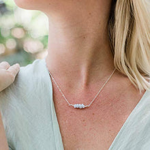 Load image into Gallery viewer, Blue Lace Agate Bead Bar Crystal Necklace in Sterling Silver