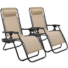 Load image into Gallery viewer, Devoko Patio Zero Gravity Chair Outdoor Folding Adjustable Reclining Chairs Pool Side Using Lawn Lounge Chair with Pillow Set of 2 (Beige)