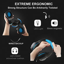 Load image into Gallery viewer, Gaming Headset with Mic LED Light On Ear Gaming Headphone PS4,3.5mm Wired Gaming Headset for PC Mac Laptop Gamer Headphone (Blue)