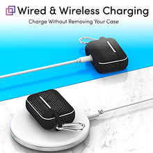 Load image into Gallery viewer, TALK WORKS AirPods Pro Case Cover with Keychain - Protective Hard Silicone Skin for AirPods Keychain Case Clip Carabiner Wireless Charging Compatible with Apple AirPod Pro Carrying Case 2019 - Black