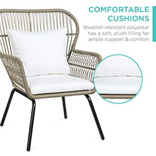Load image into Gallery viewer, Best Choice Products 3-Piece Patio Conversation Bistro Set, Outdoor All-Weather Wicker Furniture for Porch, Backyard w/ 2 Wide Ergonomic Chairs, Cushions, Glass Top Side Table - Tan