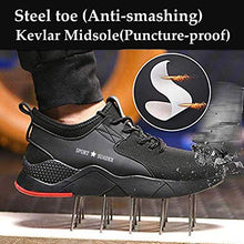 Load image into Gallery viewer, SUADEX Work Safety Shoes for Men Womens, Steel Toe Shoes Lightweight Breathable Toe Sneakers Construction Working Shoes for Hiking Trail Tennis Black