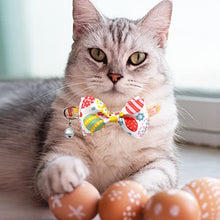 Load image into Gallery viewer, Pohshido 2 Pack Easter Cat Collar with Bow Tie and Bell, Holiday Kitty Kitten Breakaway Collar for Boys and Girls Cats