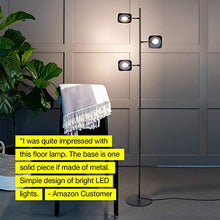 Load image into Gallery viewer, Brightech Tree Spotlight LED Floor Lamp - Very Bright Reading, Craft and Makeup 3 Light Standing Pole - Modern Dimmable & Adjustable Panels, Minimal Space Use - Black
