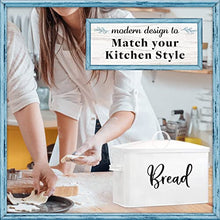 Load image into Gallery viewer, Home Acre Designs Bread Box - Large Farmhouse Decor Style Pantry Organization and Storage Container for Countertop - Rustic Kitchen Decor