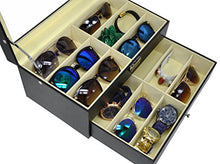 Load image into Gallery viewer, ADTL 3 Gifts for Free 12 Grids Double-Layer Black PU Leather Organizer Sunglass Eyewear Storage Box